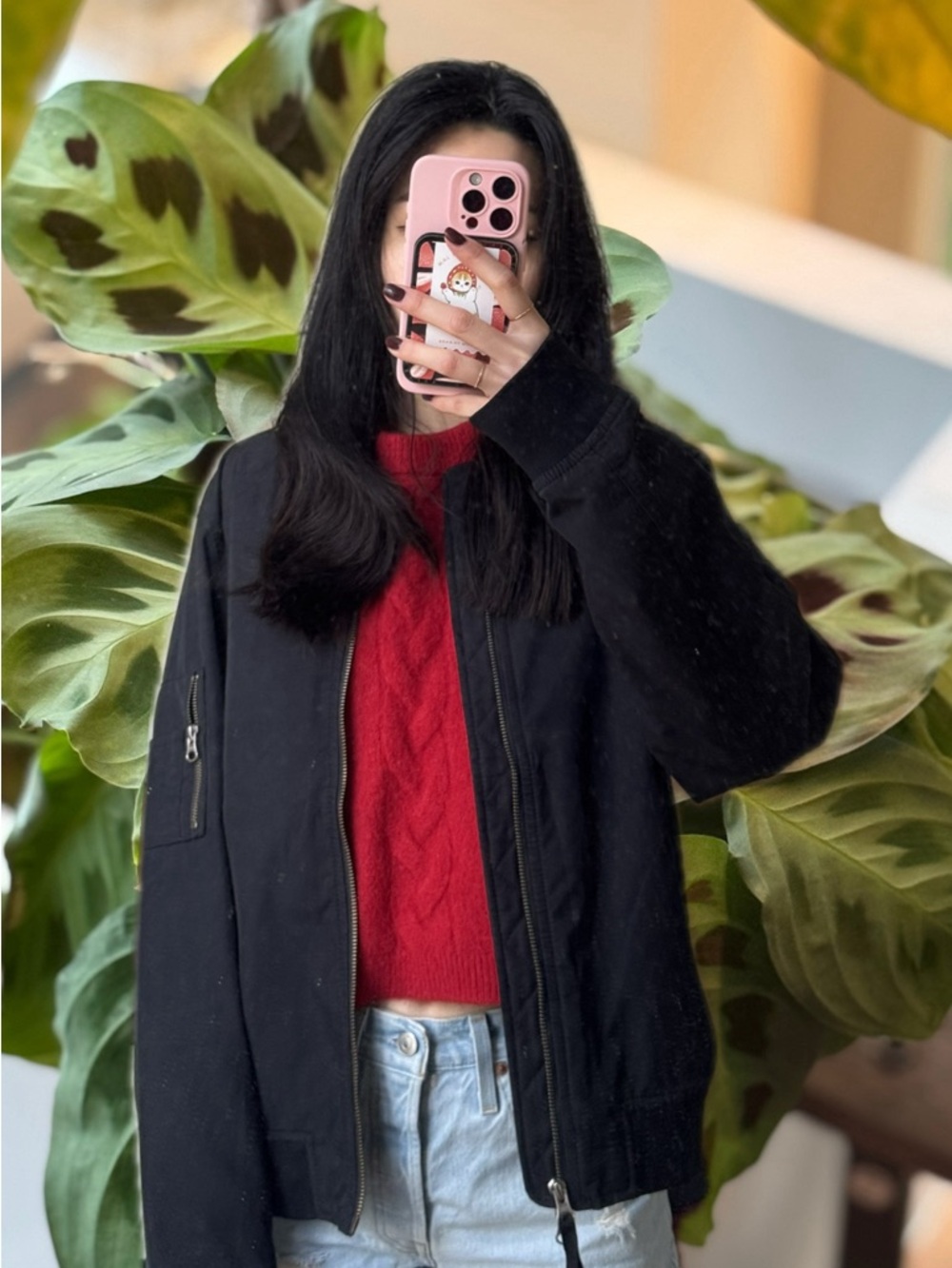 Black Bomber Jacket - Women’s Casual Coat